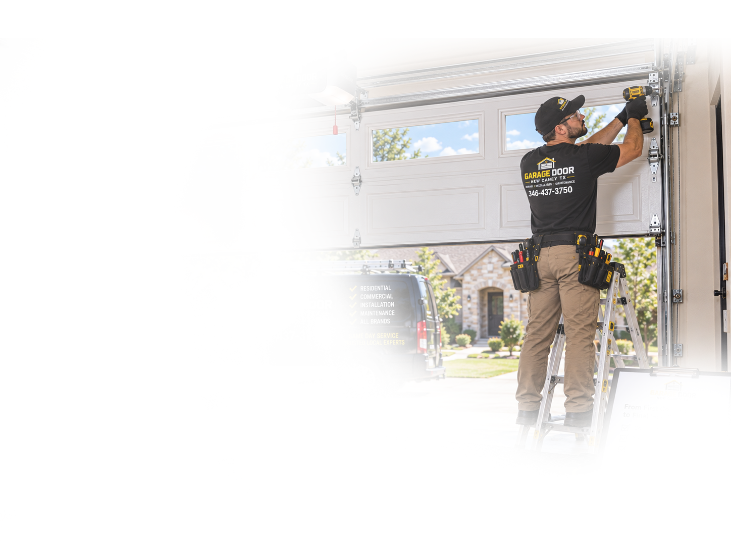 Garage door service banner in New Caney TX