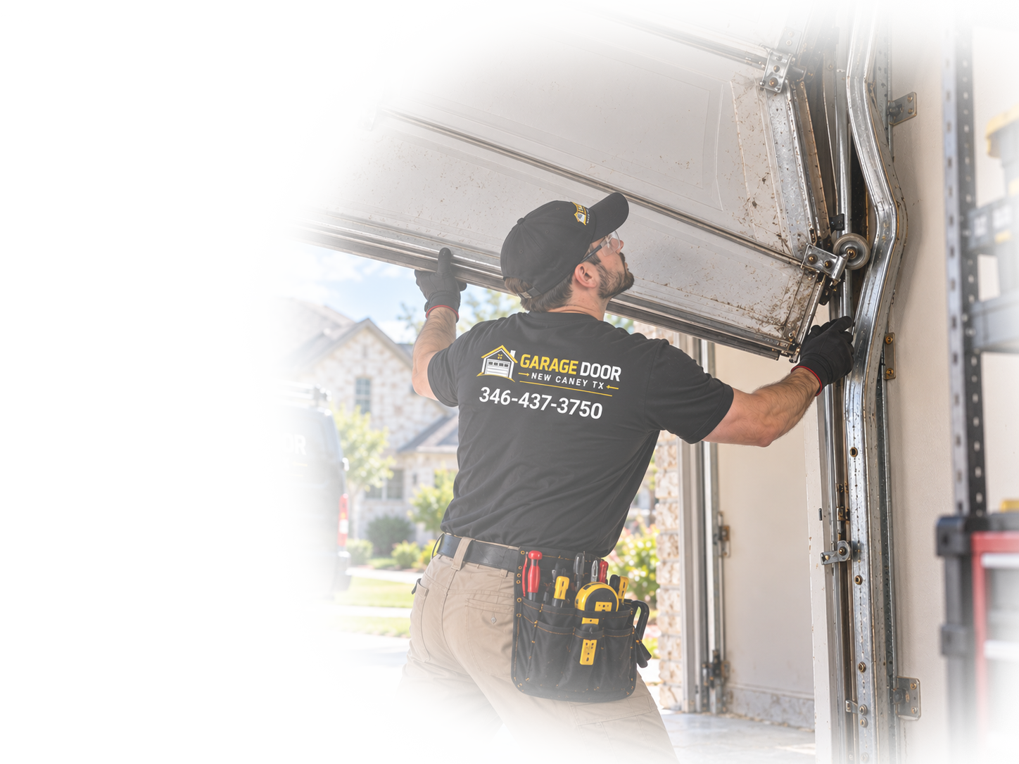 Garage door service banner in New Caney TX