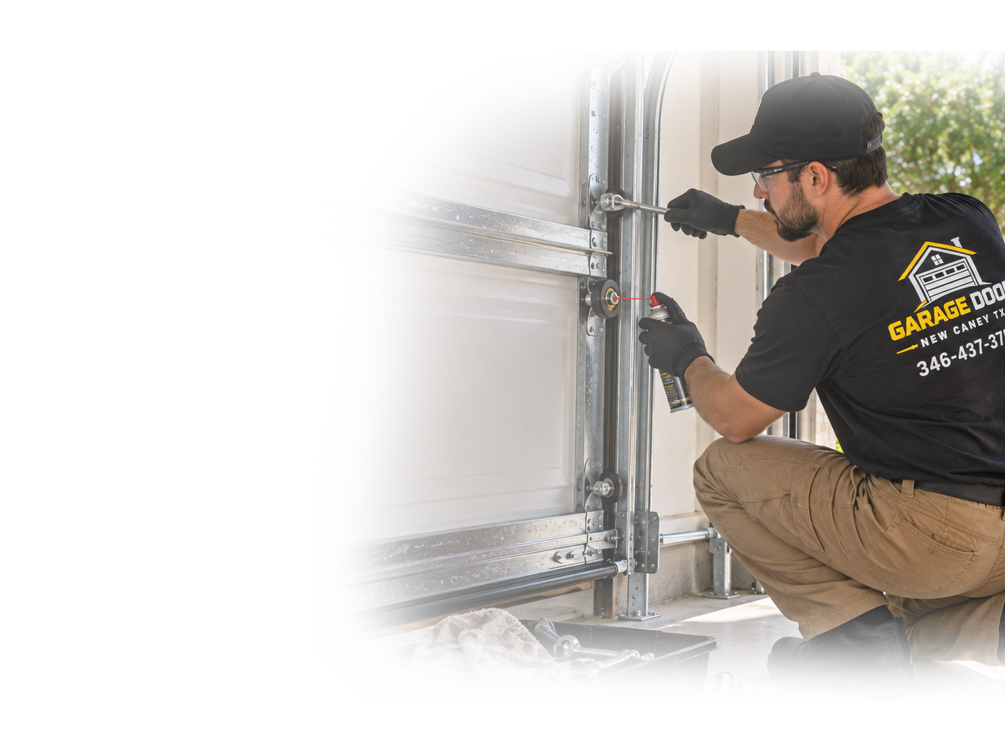 Garage door service banner in New Caney TX