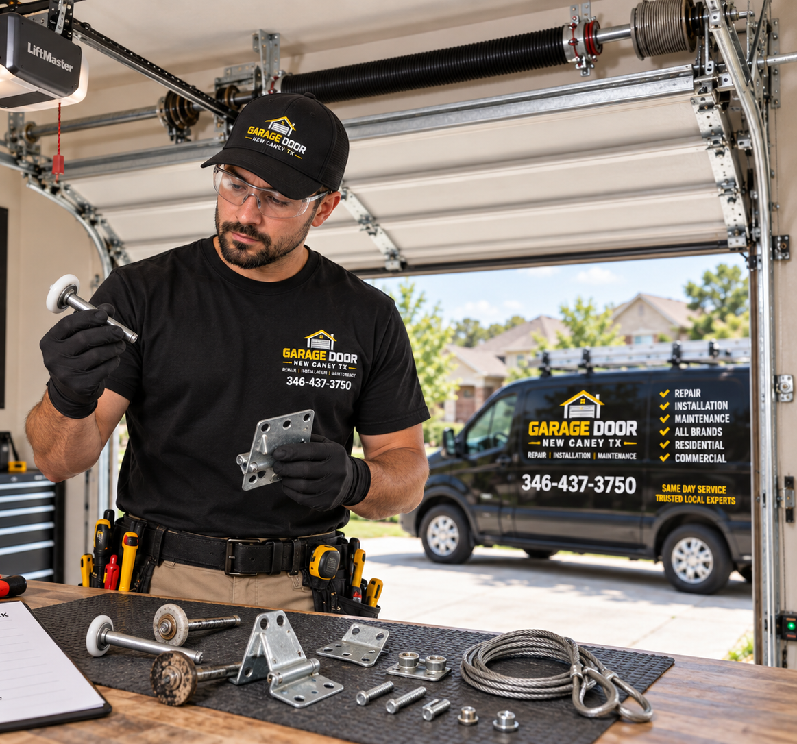 Garage door technicians answering common service questions