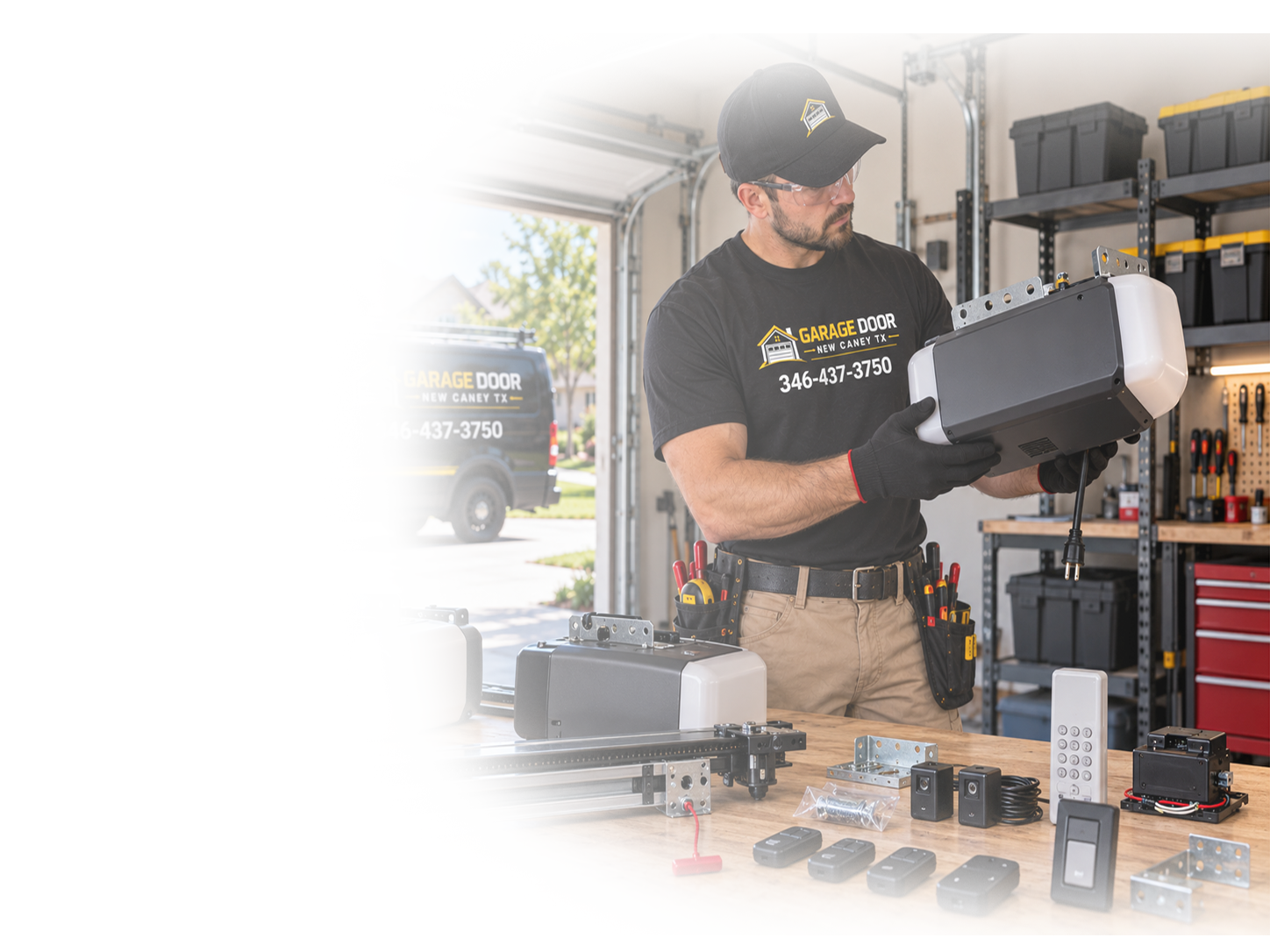 Garage door service banner in New Caney TX