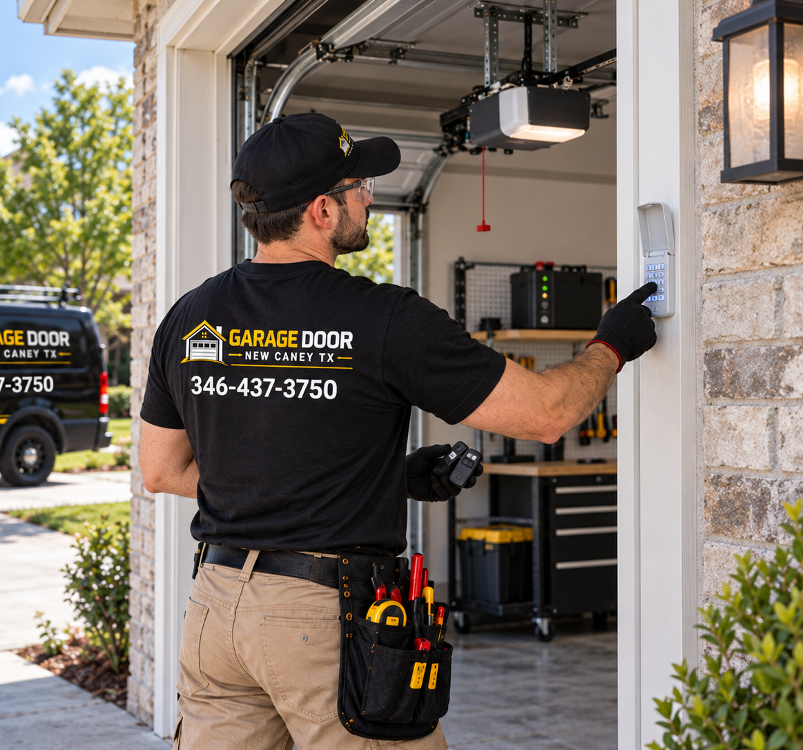 Garage door technicians answering common service questions