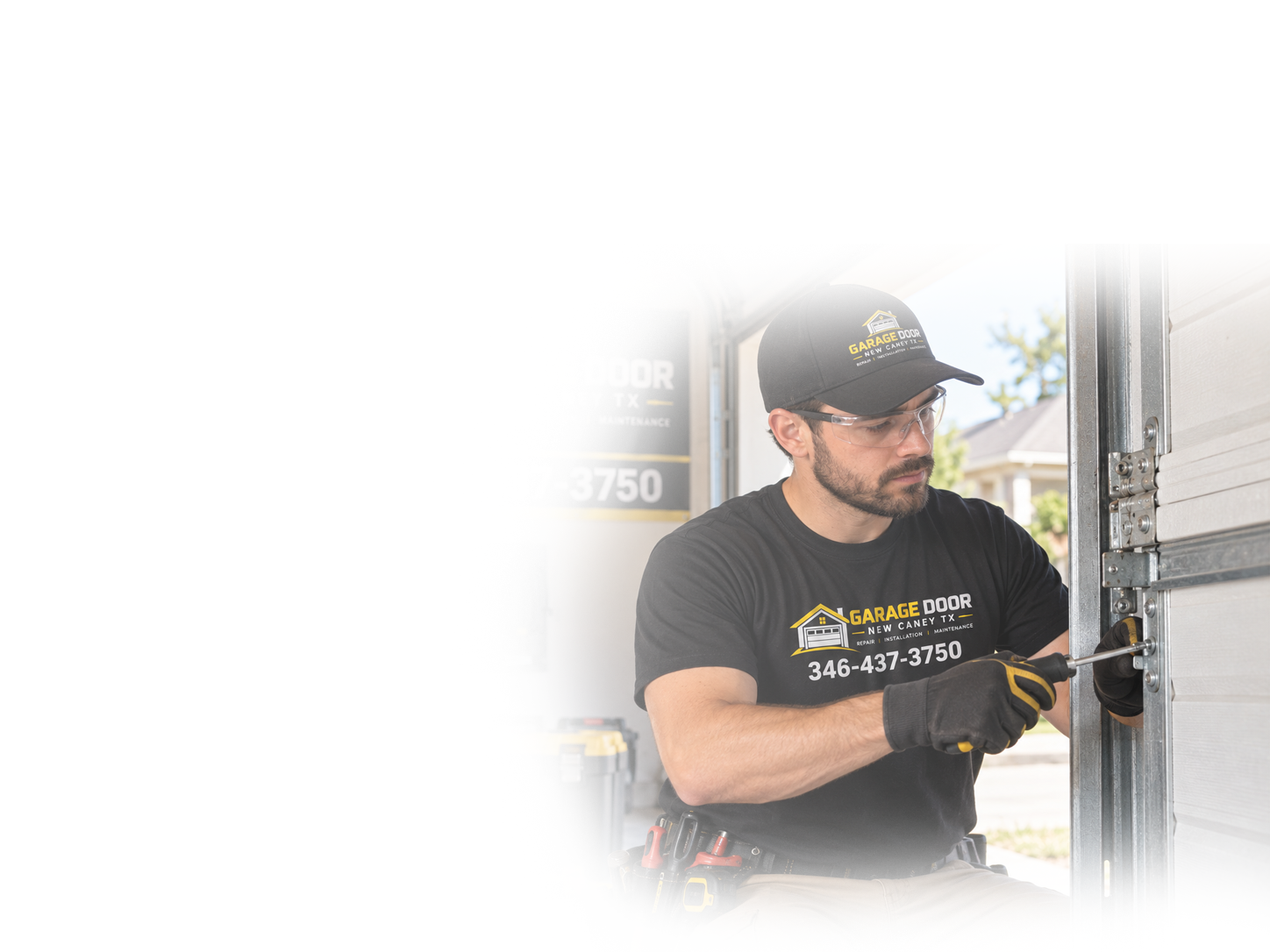 Garage door service banner in New Caney TX