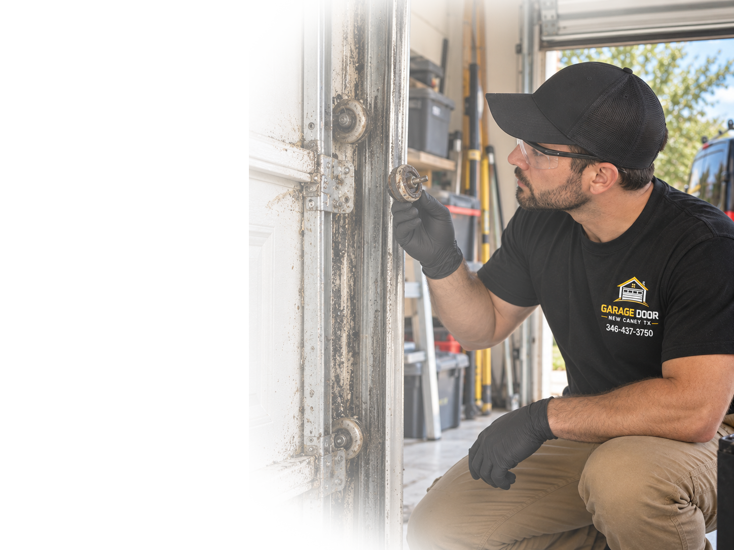 Garage door service banner in New Caney TX