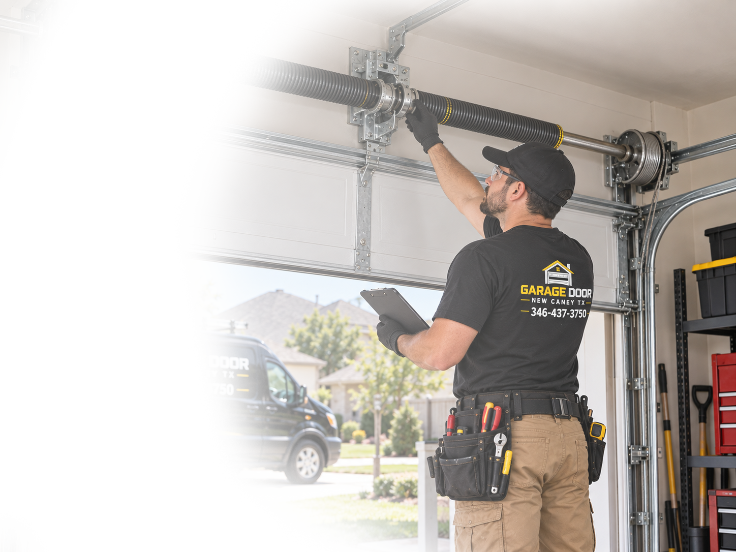 Garage door service banner in New Caney TX