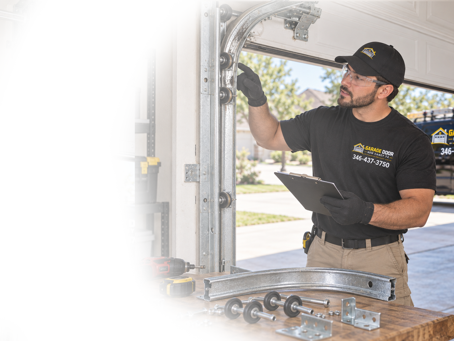 Garage door service banner in New Caney TX