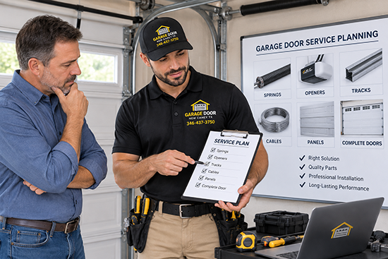 Garage door repair and installation service planning