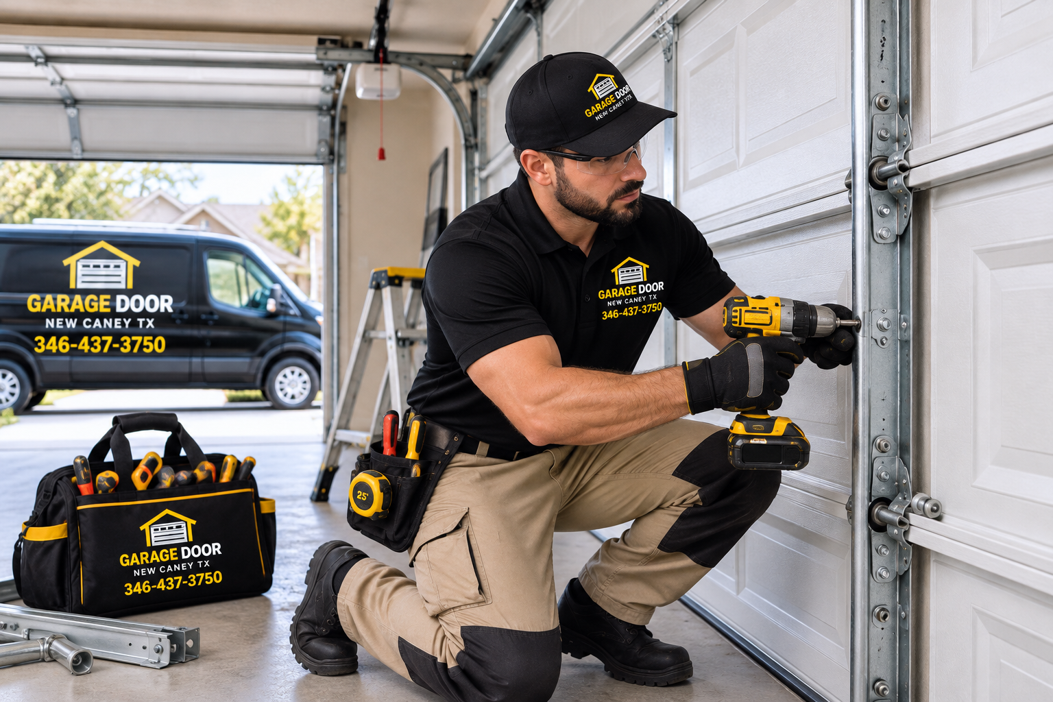Garage door repair and installation work in New Caney TX